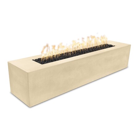 The Outdoor Plus 72 Rectangular Carmen Fire Pit, GFRC Concrete, Vanilla, Spark Ignition with Flame Sense, Natural Gas OPT-CRM7224FSEN-VAN-NG